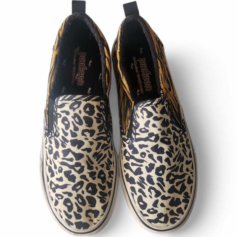 Punkrose Canvas Sneakers Leopard Zebra Print Slip On Shoes‎ Comfort Size 6 - Picture 5 of 11